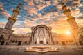 Masjid Wilayah Persekutuan at sunset in Kuala Lumpur, Malaysia Royalty Free Stock Photo