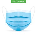 Medical blue face mask, vector illustration.