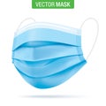 Surgical blue face mask, vector illustration.