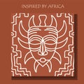 MASK AFRICA. African background, POSTER with tribal traditional pattern. DRAWED BY HAND. vector illustration Royalty Free Stock Photo