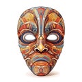 Mask. African exotic ornamental ritual tribal ethnic mask. Colorful patterned african aborigine mask on white background.