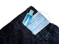 Mask and alcohol in Jeans pocket