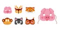 Mask of animals for kids birthday or costume party vector illustrations Royalty Free Stock Photo