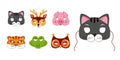 Mask of animals for kids birthday or costume party vector illustrations Royalty Free Stock Photo