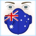 Mask for anti-covid protection with Australia flag