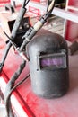 Mask argon welding on table Royalty Free Stock Photo