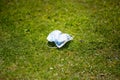 Mask being let on the ground as trash, litter and rubbish. Royalty Free Stock Photo