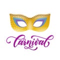 Mask carnival text for Mardi Gras or Venetian masquerade festival
