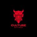 Mask culture bali indonesia barong scare logo design vector