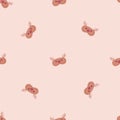 Mask deer brown chaotic seamless pattern on pastel pink background. Children graphic design element for different purposes