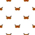 Mask deer brown color geometric seamless pattern on white background. Children graphic design element for different purposes