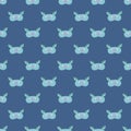 Mask deer light blue color geometric seamless pattern on blue background. Children graphic design element for different purposes