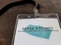 Mask exempt card for mandatory stores with face coverings