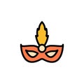 Mask, feather icon. Simple color with outline vector elements of cultural activities icons for ui and ux, website or mobile Royalty Free Stock Photo