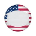 Mask on flag of America in circle, Coronavirus. American banner, protection from virus, covid-19.