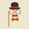 Mask gentleman hat and glasses mustache bowtie