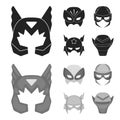 Mask on the head, helmet.Mask super hero set collection icons in black,monochrom style vector symbol stock illustration