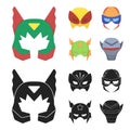 Mask on the head, helmet.Mask super hero set collection icons in cartoon,black style vector symbol stock illustration Royalty Free Stock Photo