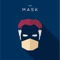 Mask Hero superhero flat style icon vector logo