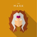 Mask Hero superhero flat style icon vector logo