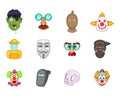 Mask icon set, cartoon style Royalty Free Stock Photo