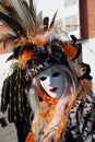 Mask in leopard carnival costume. Carnival in Venice.