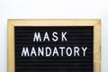 Mask Mandatory message on a black board