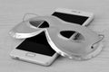 Mask on mobile phone - Concept of privacy, security and anonymity of mobile phones