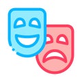 Mask People Emotions Vector Outline Illustration