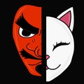 mask red devil and cat