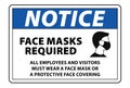 Mask should be worn sign, face mask required notice board vector Royalty Free Stock Photo