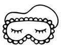 Mask for sleep. Cute accessory with a pattern of closed eyes. Sketch. Doodle style