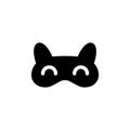 Mask for sleep glyph icon. Cute animal design. Homewear and sleepwear. Black filled symbol.Isolated vector illustration