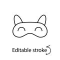 Mask for sleep outline icon. Cute animal design. Homewear and sleepwear. Editable stroke