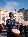 Masked Anti-Vax Covid-19 Protester in Vienna, Austria Royalty Free Stock Photo