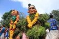 Masked artists perform `Kummatti dance`