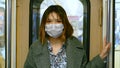 Asian Woman Portrait. Masked Human. People Asia. Subway Metro.