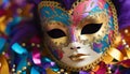 Masked beauty celebrates Mardi Gras with elegance generated by AI Royalty Free Stock Photo