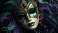 Masked beauty in a golden costume of elegance generated by AI Royalty Free Stock Photo