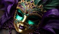 Masked beauty in ornate gold costume celebrates Mardi Gras generated by AI Royalty Free Stock Photo