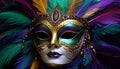 Masked beauty travels through colorful carnival celebration generated by AI Royalty Free Stock Photo