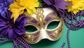 Masked celebration with colorful costumes and vibrant decorations generated by AI