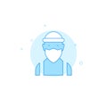 Masked criminal face flat vector icon. Filled line style. Blue monochrome design. Editable stroke