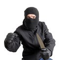 Masked criminal holding a knife Royalty Free Stock Photo