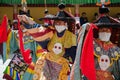 Masked dancers in traditional Ladakhi Costume performing during the annual Hemis festival