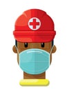 Masked Emergency Medical First Responder Flat Vector Illustration Icon Avatar III