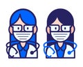 Masked Female Doctor - Amazing vector icon set suitable for medical, web, app, icon, medical customer service and illustration