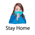 masked girl asks to stay at home.