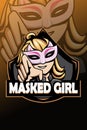 Masked girl logo e sport illustration