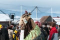 Masked goat men on the winter ending Transylvanian traditional carnival